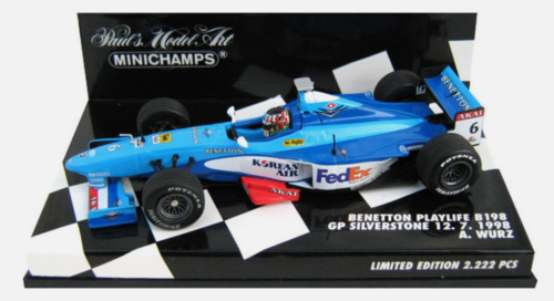 430980076 BENETTON PLAYLIFE B198 F1 A.WURZ 1/43